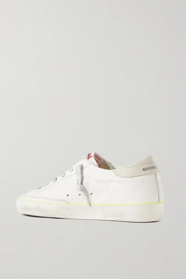 Golden Goose - Superstar Distressed Embroidered Textured-leather Sneakers - White - Image 3