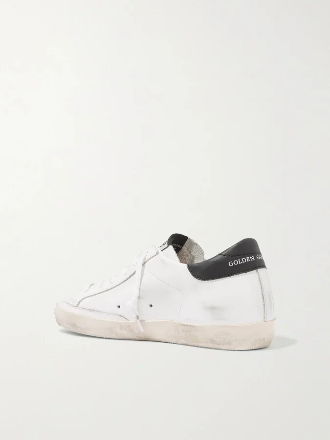 Golden Goose - Superstar Distressed Glittered Leather Sneakers - White - Image 3