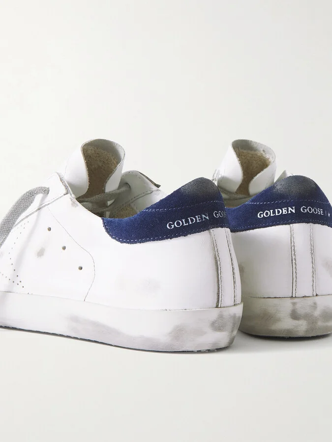 Golden Goose - Superstar Distressed Leather And Suede Sneakers - White - Image 4