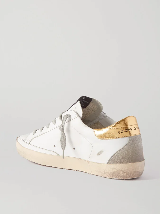 Golden Goose - Superstar Distressed Leather And Suede Sneakers - White - Image 3
