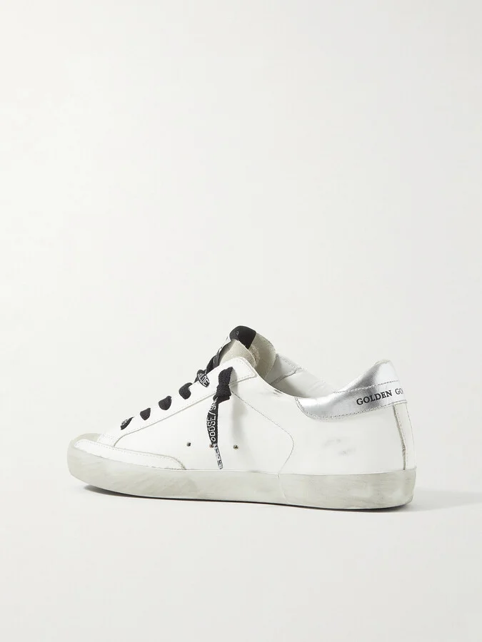 Golden Goose - Superstar Distressed Leather And Suede Sneakers - White - Image 3