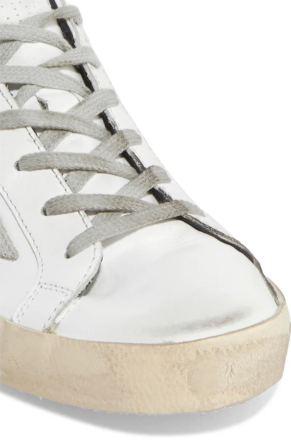 Golden Goose - Superstar Distressed Leather And Suede Sneakers - White - Image 5