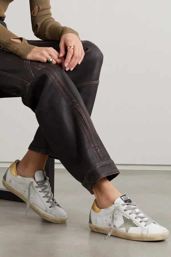 Golden Goose - Superstar Distressed Leather And Suede Sneakers - White - Image 2