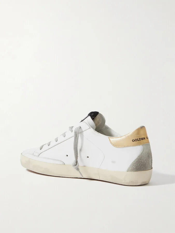 Golden Goose - Superstar Distressed Leather And Suede Sneakers - White - Image 3