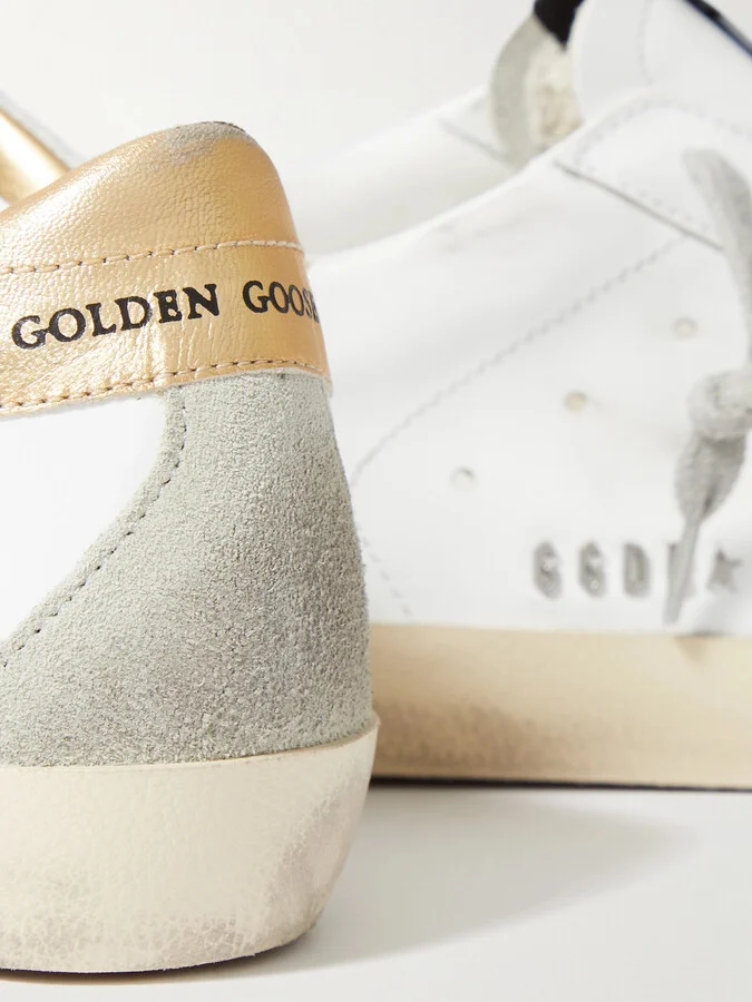 Golden Goose - Superstar Distressed Leather And Suede Sneakers - White - Image 4