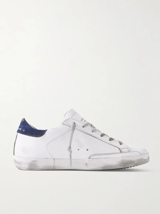 Golden Goose - Superstar Distressed Leather And Suede Sneakers - White