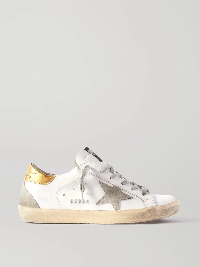 Golden Goose - Superstar Distressed Leather And Suede Sneakers - White
