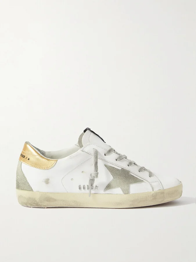 Golden Goose - Superstar Distressed Leather And Suede Sneakers - White