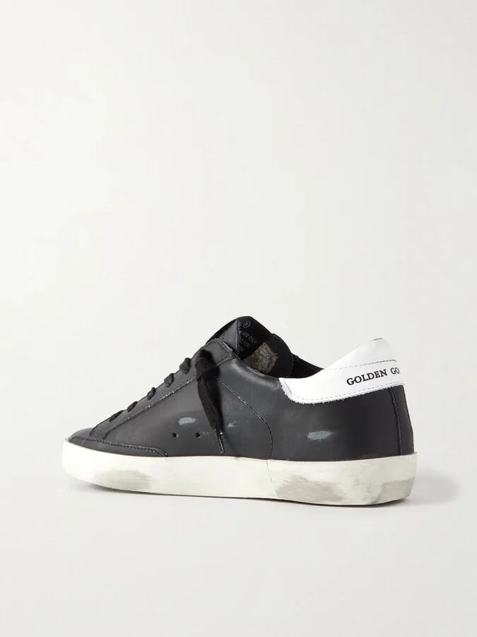 Golden Goose - Superstar Distressed Leather Sneakers - Black - Image 3