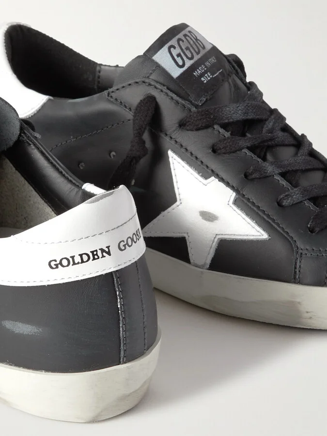 Golden Goose - Superstar Distressed Leather Sneakers - Black - Image 4