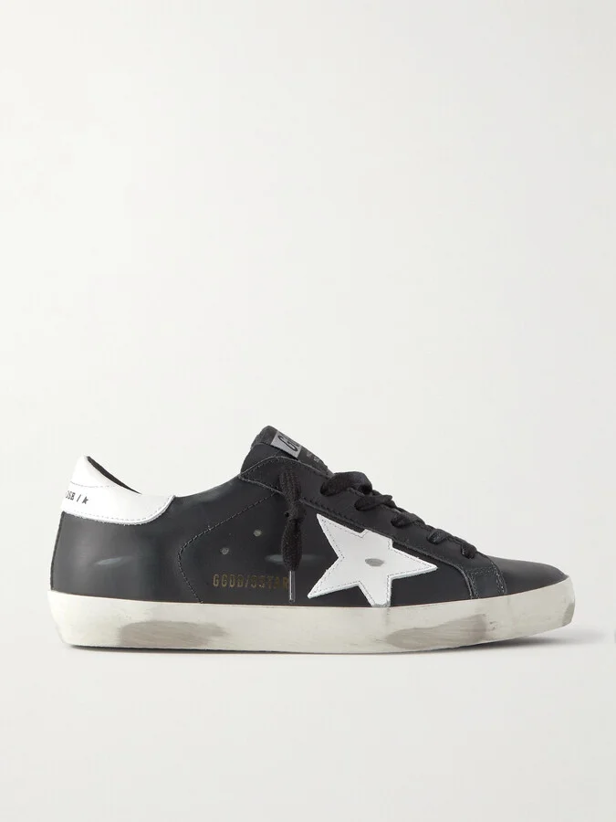 Golden Goose - Superstar Distressed Leather Sneakers - Black