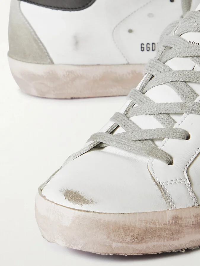 Golden Goose - Superstar Distressed Leather Sneakers - White - Image 4