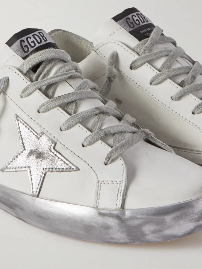 Golden Goose - Superstar Distressed Leather Sneakers - White - Image 5