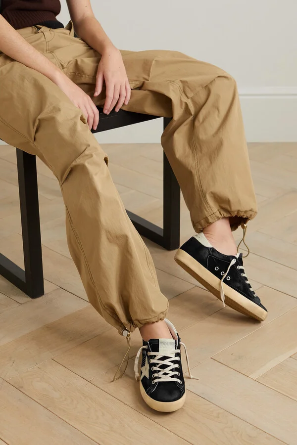 Golden Goose - Superstar Distressed Leather-trimmed Suede Sneakers - Black - Image 2