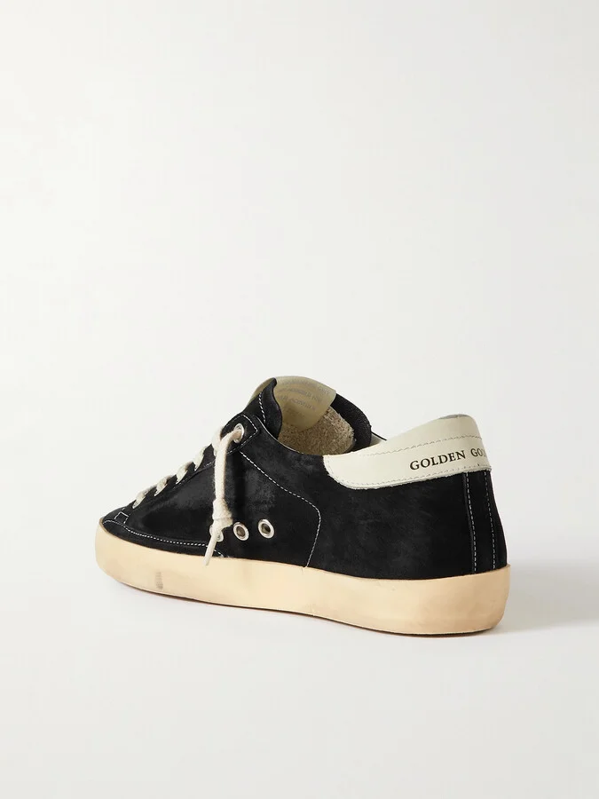 Golden Goose - Superstar Distressed Leather-trimmed Suede Sneakers - Black - Image 3