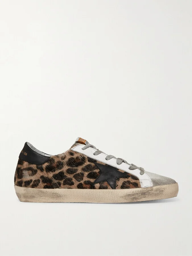 Golden Goose - Superstar Distressed Leopard-print Calf Hair, Leather And Suede Sneakers - Animal print