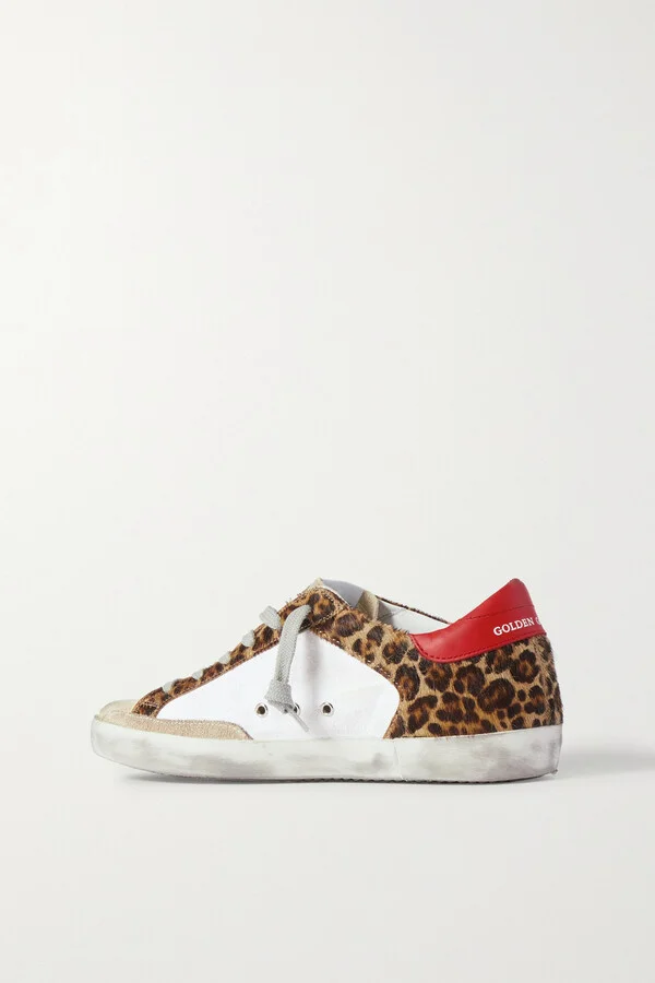 Golden Goose - Superstar Distressed Leopard-print Calf Hair, Leather And Suede Sneakers - White - Image 2