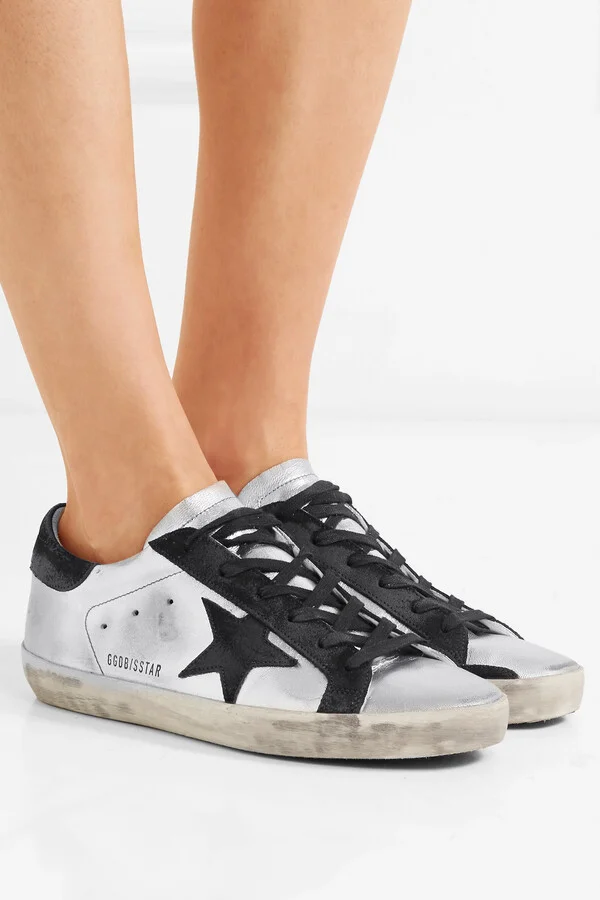 Golden Goose - Superstar Distressed Metallic Leather And Suede Sneakers - Silver - Image 2