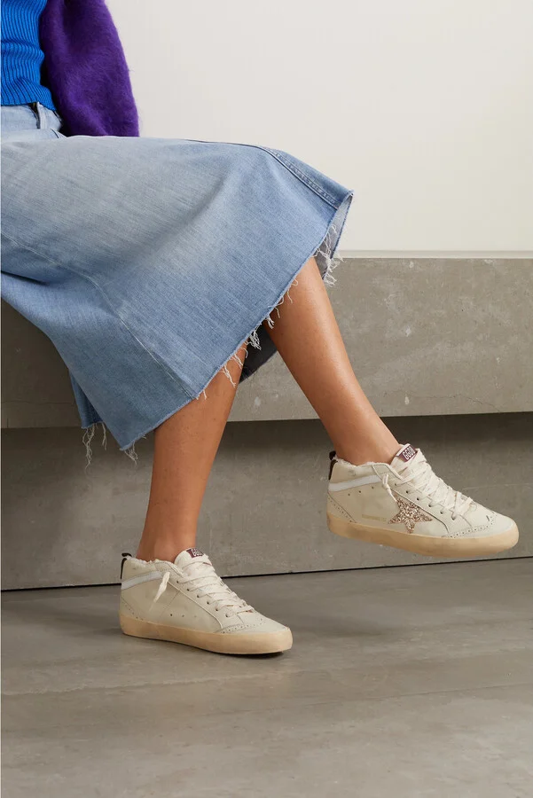 Golden Goose - Superstar Distressed Shearling-lined Rubber And Leather Sneakers - Ivory - Image 2