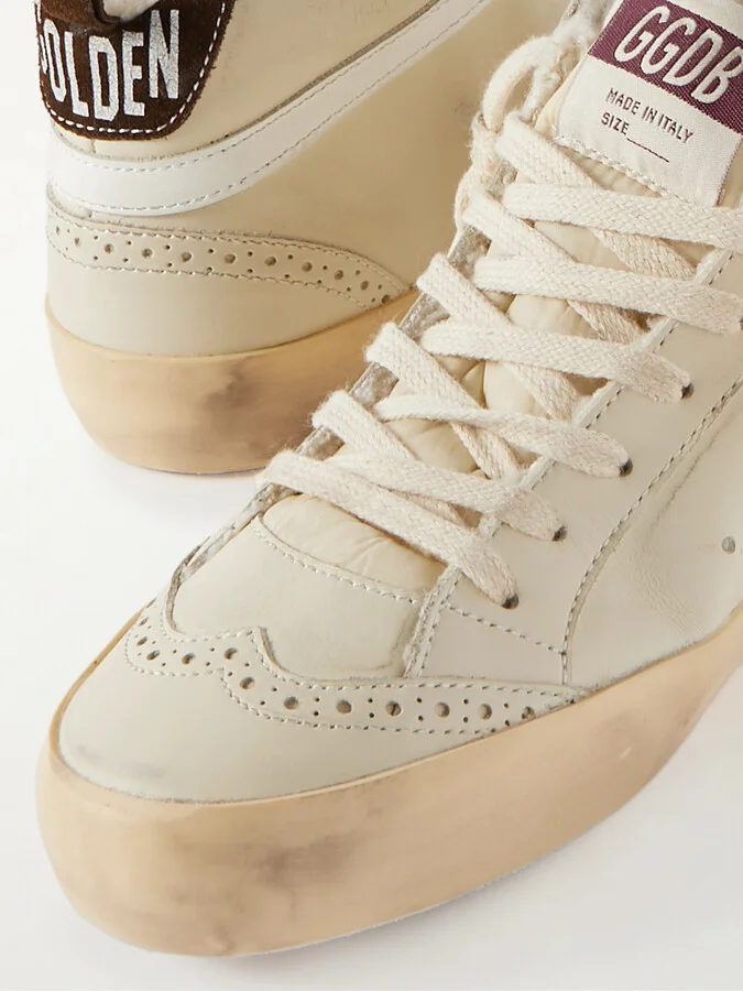 Golden Goose - Superstar Distressed Shearling-lined Rubber And Leather Sneakers - Ivory - Image 4
