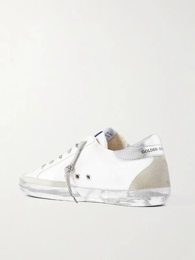 Golden Goose - Superstar Distressed Suede And Leather-trimmed Canvas Sneakers - Off-white - Image 3