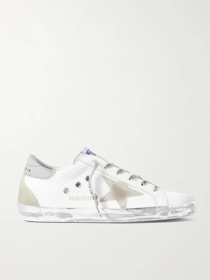 Golden Goose - Superstar Distressed Suede And Leather-trimmed Canvas Sneakers - Off-white