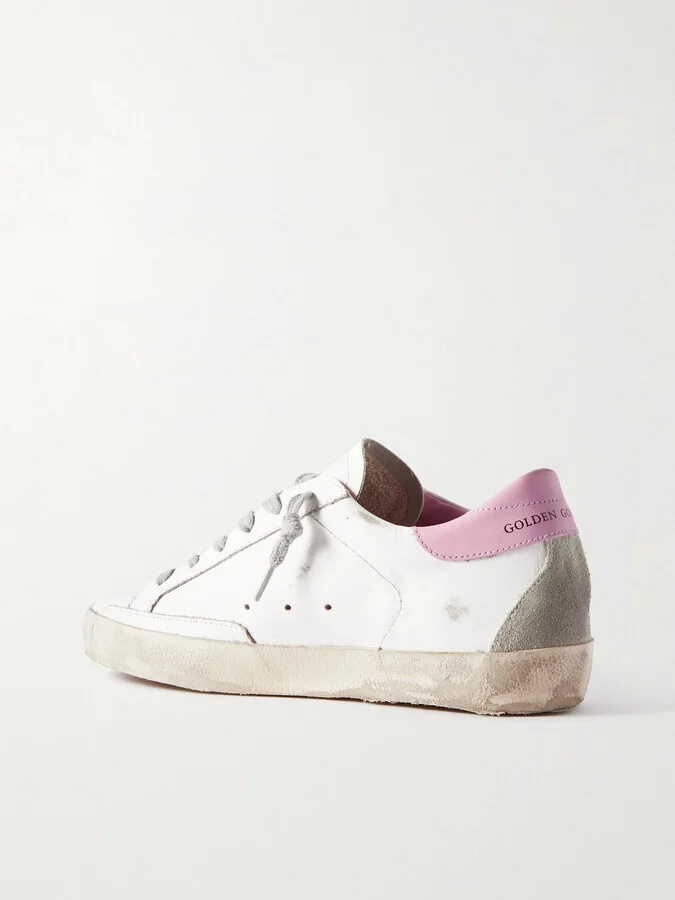 Golden Goose - Superstar Distressed Suede-trimmed Leather Sneakers - White - Image 3