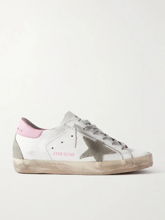 Golden Goose - Superstar Distressed Suede-trimmed Leather Sneakers - White