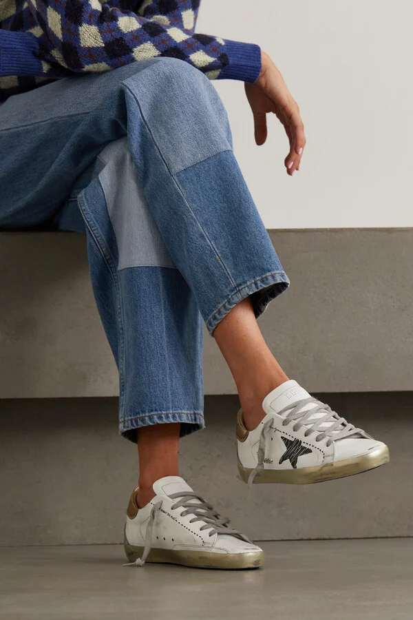 Golden Goose - Superstar Distressed Suede-trimmed Printed Leather Sneakers - White - Image 2