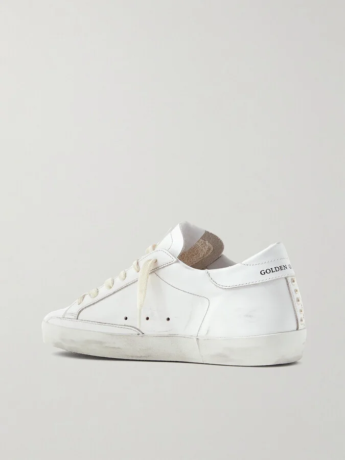 Golden Goose - Superstar Faux Pearl-embellished Distressed Leather Sneakers - White - Image 3