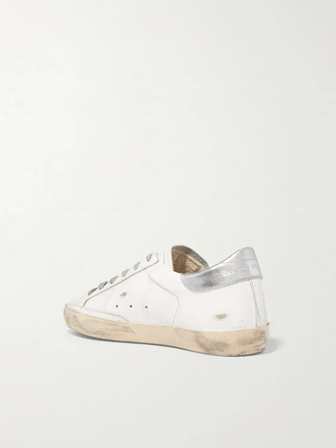 Golden Goose - Superstar Glittered Distressed Leather Sneakers - White - Image 3