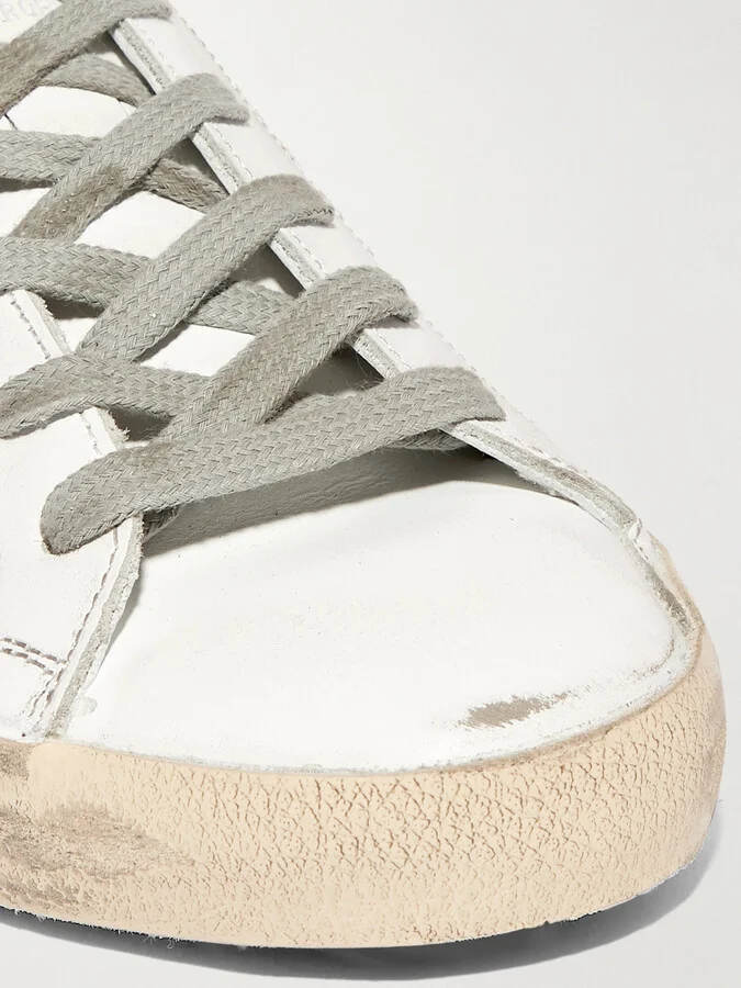 Golden Goose - Superstar Glittered Distressed Leather Sneakers - White - Image 4