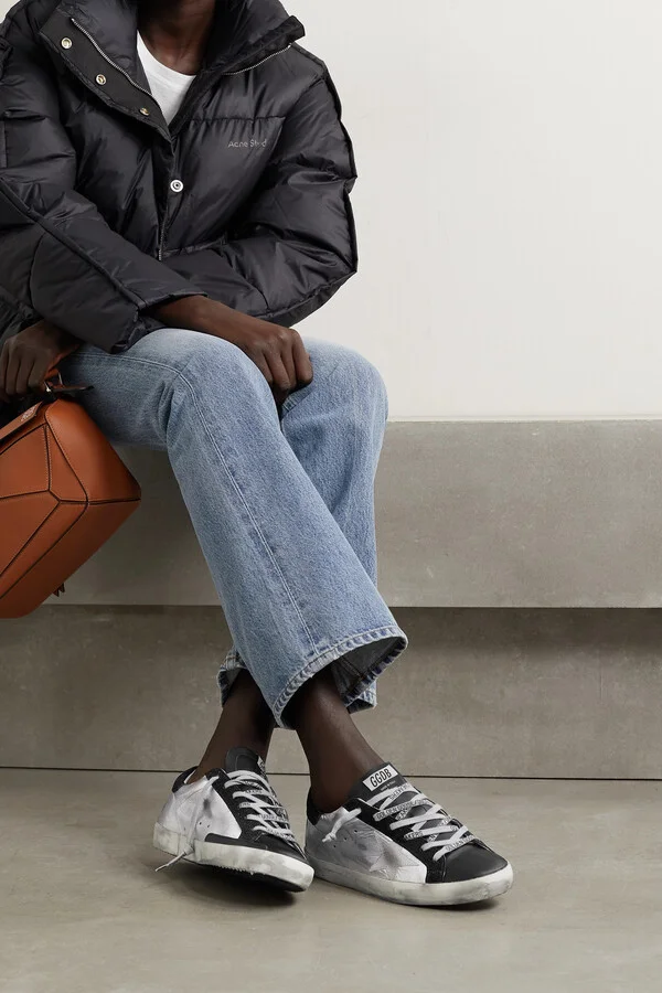 Golden Goose - Superstar Metallic Distressed Leather And Suede Sneakers - White - Image 2