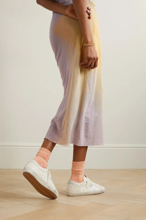 Golden Goose - Superstar Pearl-embellished Distressed Leather Sneakers - White - Image 2