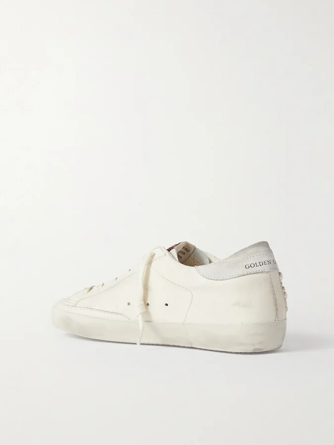 Golden Goose - Superstar Pearl-embellished Distressed Leather Sneakers - White - Image 3