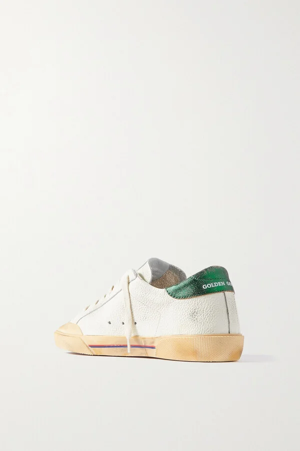 Golden Goose - Superstar Penstar Distressed Leather, Leopard-print-trimmed Rubber Sneakers - White - Image 3