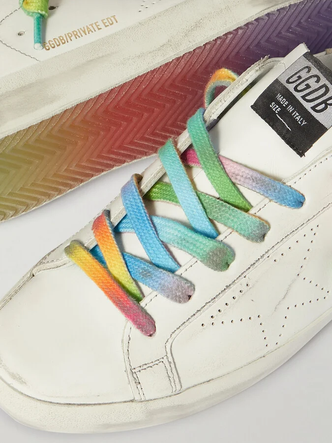 Golden Goose - Superstar Perforated Distressed Leather Sneakers - White - Image 4