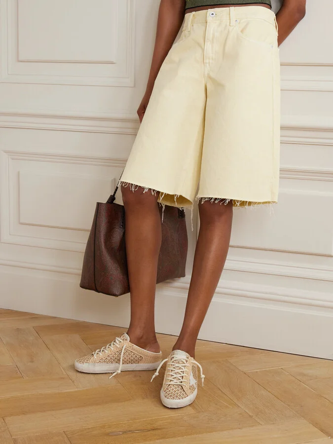 Golden Goose - Superstar Sabot Distressed Leather-trimmed Raffia Slip-on Sneakers - Neutrals - Image 2