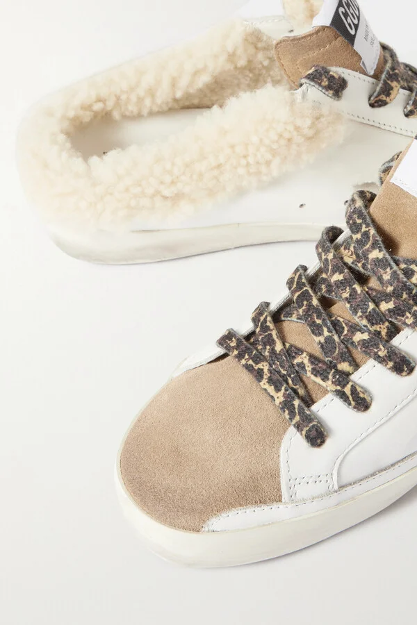 Golden Goose - Superstar Sabot Shearling-lined Distressed Leather And Suede Slip-on Sneakers - White - Image 4