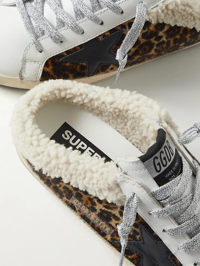 Golden Goose - Superstar Sabot Shearling-lined Distressed Leopard-print Calf Hair And Leather Slip-on Sneakers - Animal print - Image 4