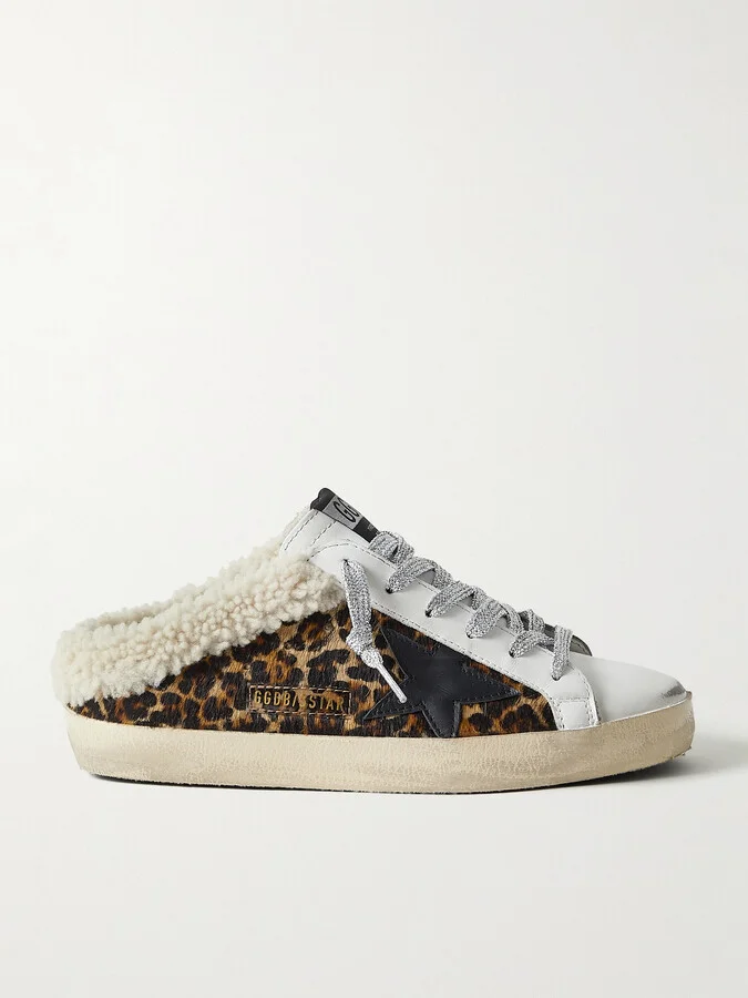 Golden Goose - Superstar Sabot Shearling-lined Distressed Leopard-print Calf Hair And Leather Slip-on Sneakers - Animal print