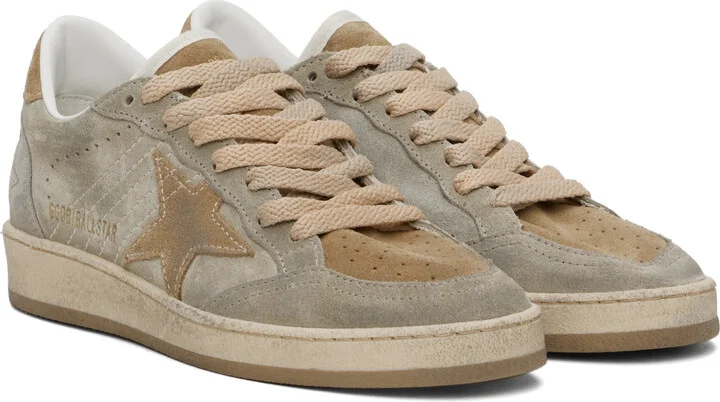 Golden Goose Taupe Tonal Suede Ball Star Sneakers - Image 4