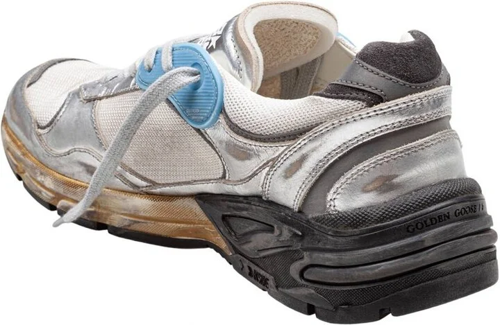 Golden Goose Upper In White Mesh And Silver Laminated Leather - Image 4