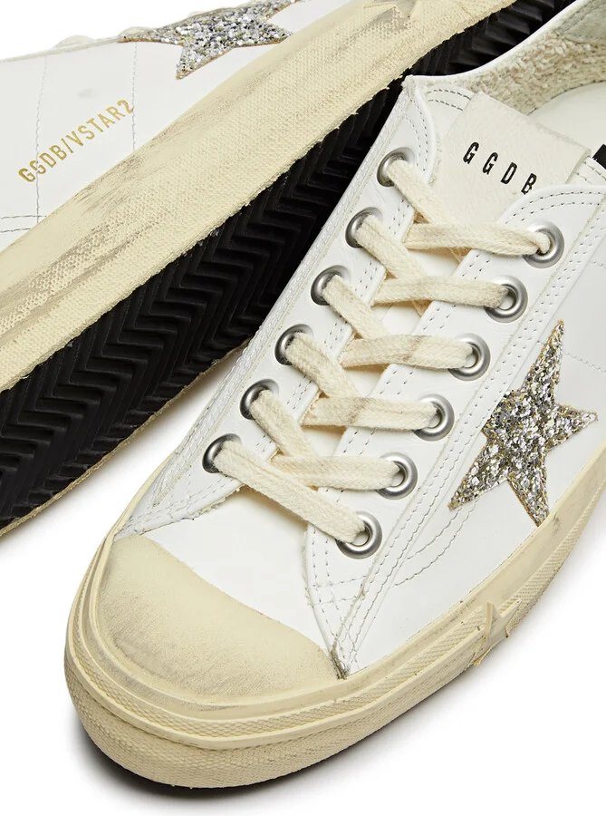 Golden Goose V-star 2 Distressed Leather Sneakers - Image 3