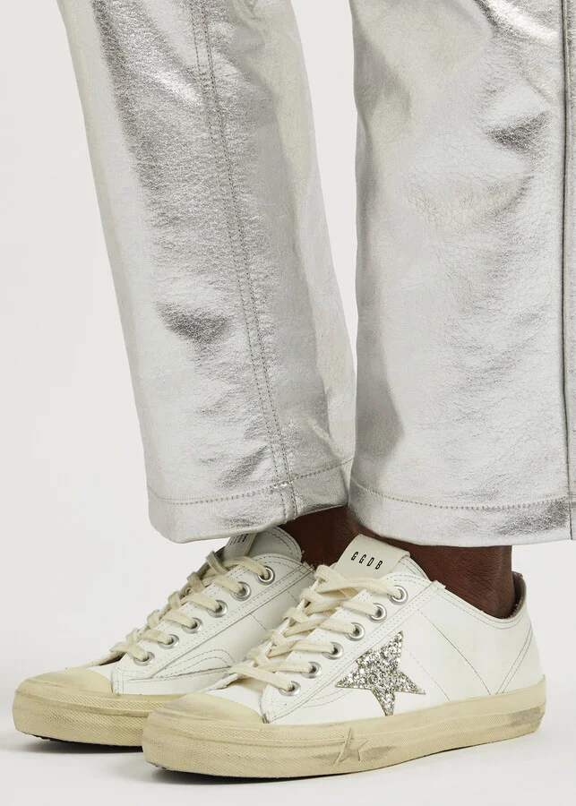 Golden Goose V-star 2 Distressed Leather Sneakers - Image 5