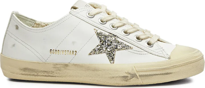 Golden Goose V-star 2 Distressed Leather Sneakers