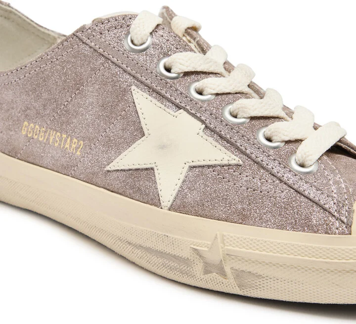 Golden Goose V-star 2 Glittered Suede Sneakers - Image 4