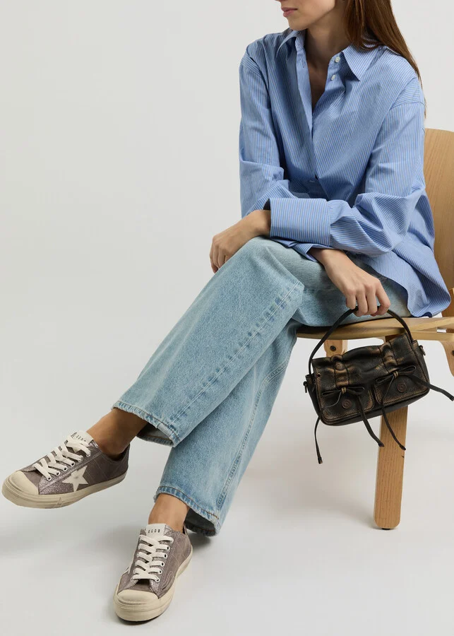 Golden Goose V-star 2 Glittered Suede Sneakers - Image 5