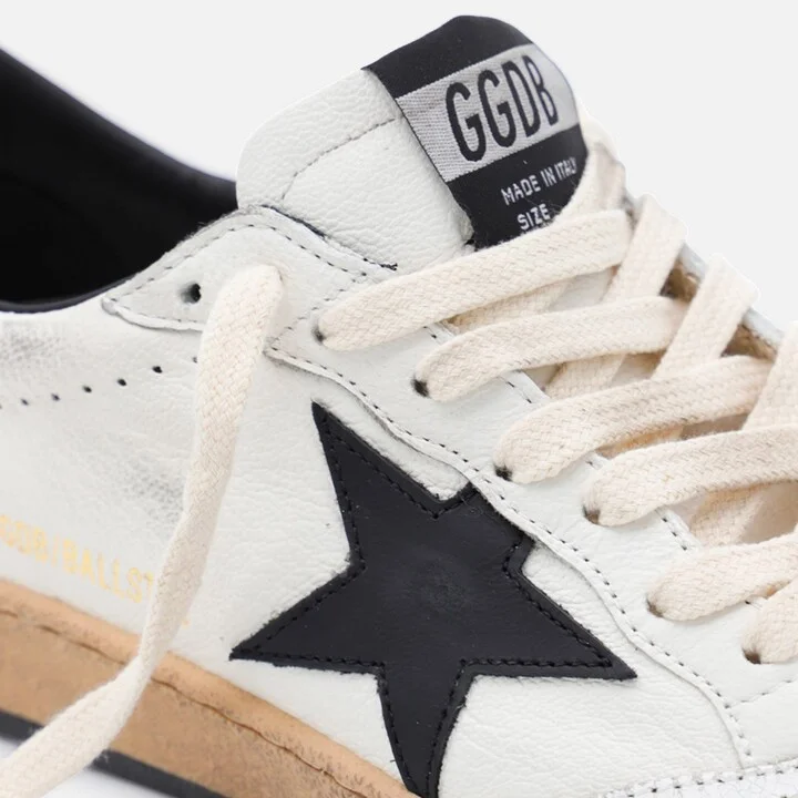 Golden Goose White And Black Leather Ball Star Low Sneakers - Image 4