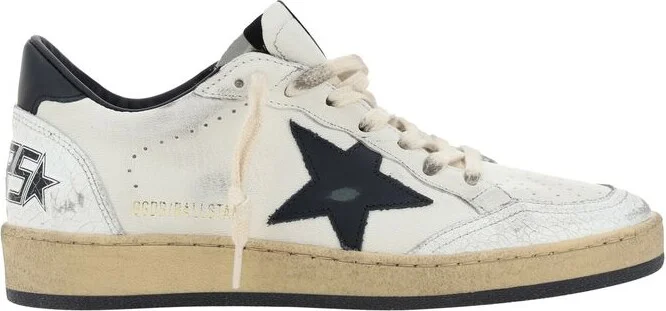 Golden Goose White And Black Leather Ball Star Low Sneakers - Image 2
